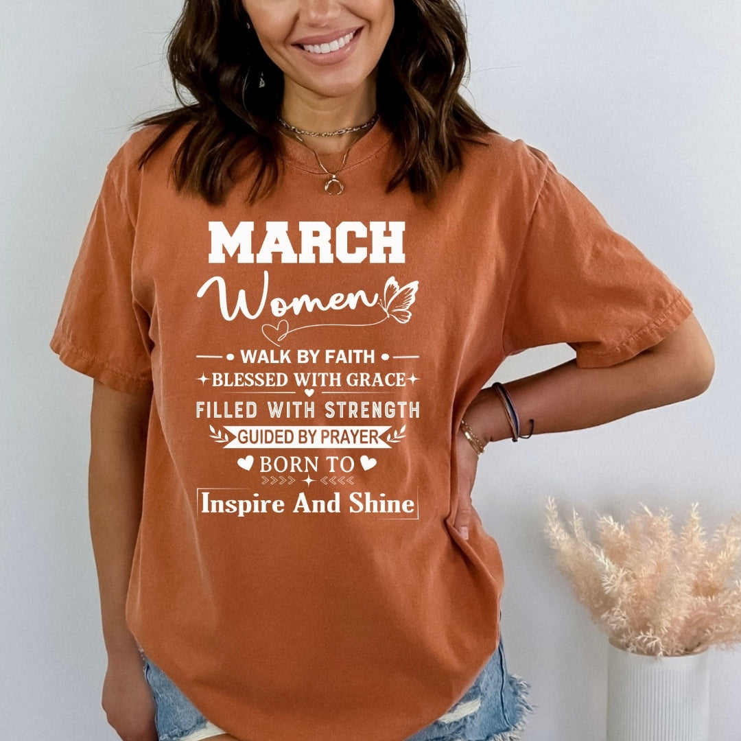 March Women Born To Inspire And Shine - Bella Canvas
