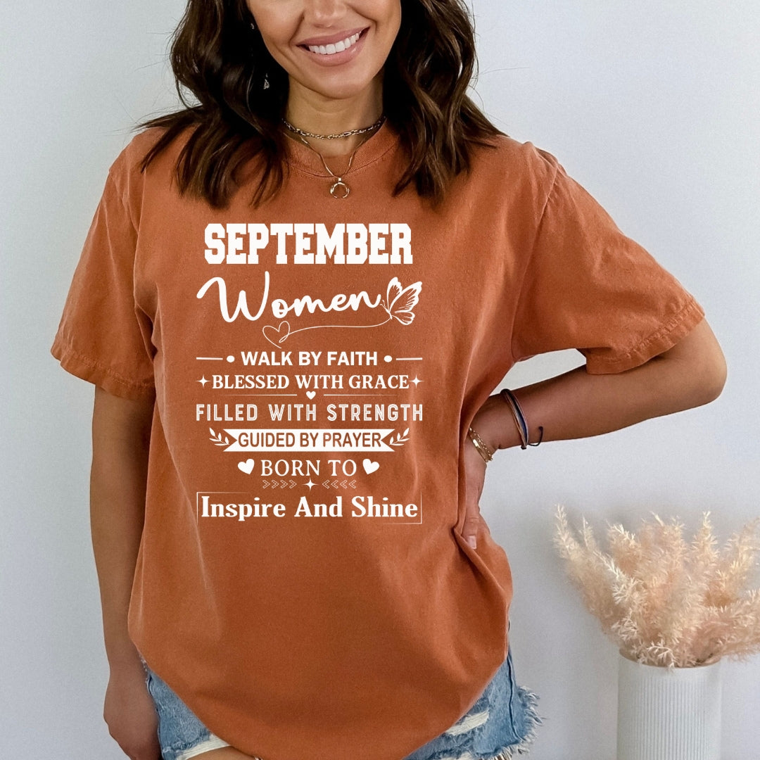 September Women Born To Inspire And Shine - Bella Canvas