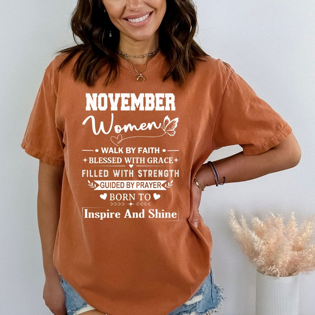 November Women Born To Inspire And Shine - Bella Canvas