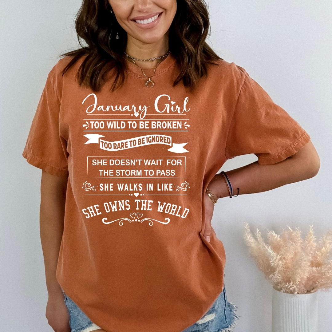 January Girl Too Wild To Be Broken - Bella Canvas