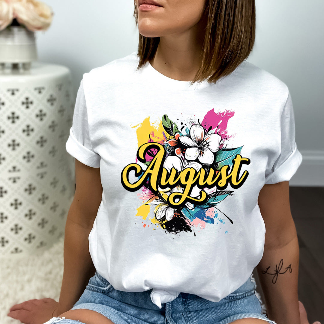 August With Colorful Flowers - Bella canvas