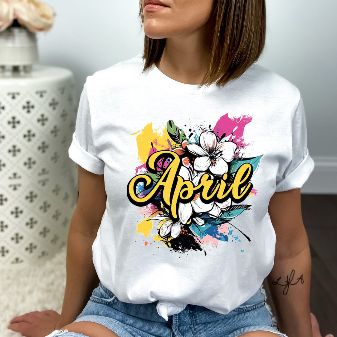 April With Colorful Flowers - Bella canvas