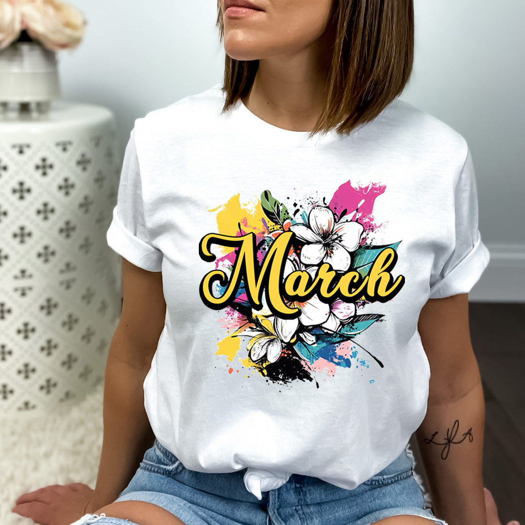 March With Colorful Flowers - Bella canvas