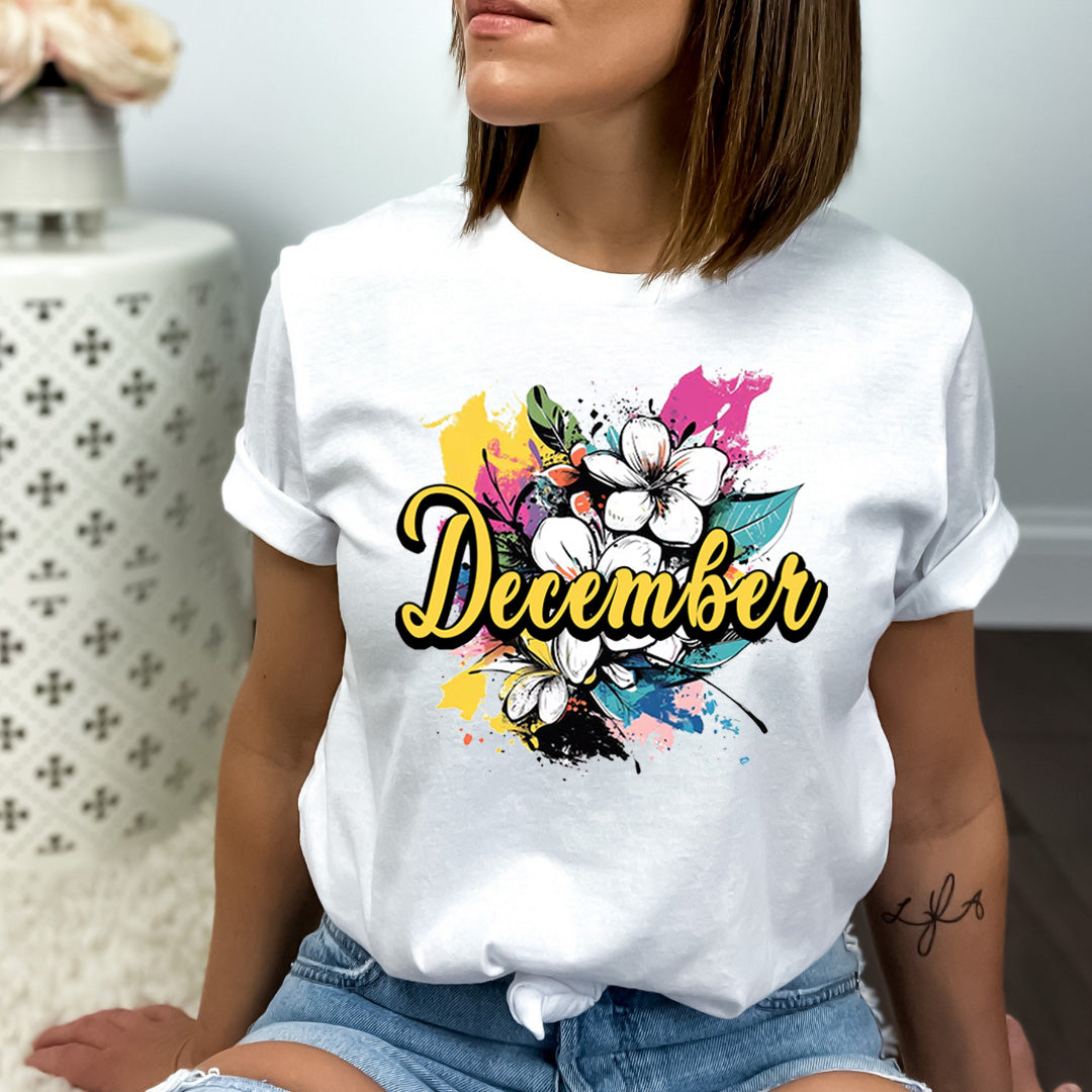 December With Colorful Flowers - Bella canvas