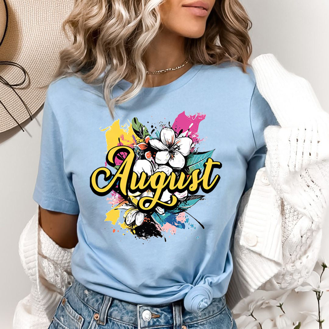 August With Colorful Flowers - Bella canvas