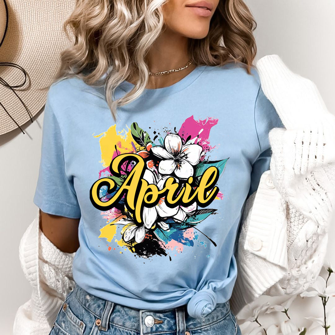 April With Colorful Flowers - Bella canvas