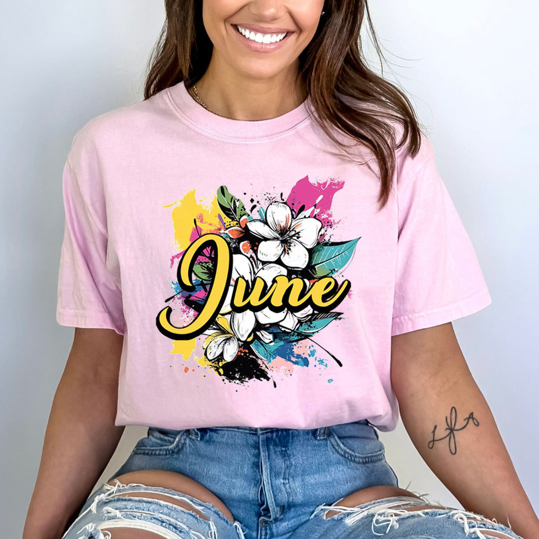 June With Colorful Flowers - Bella canvas