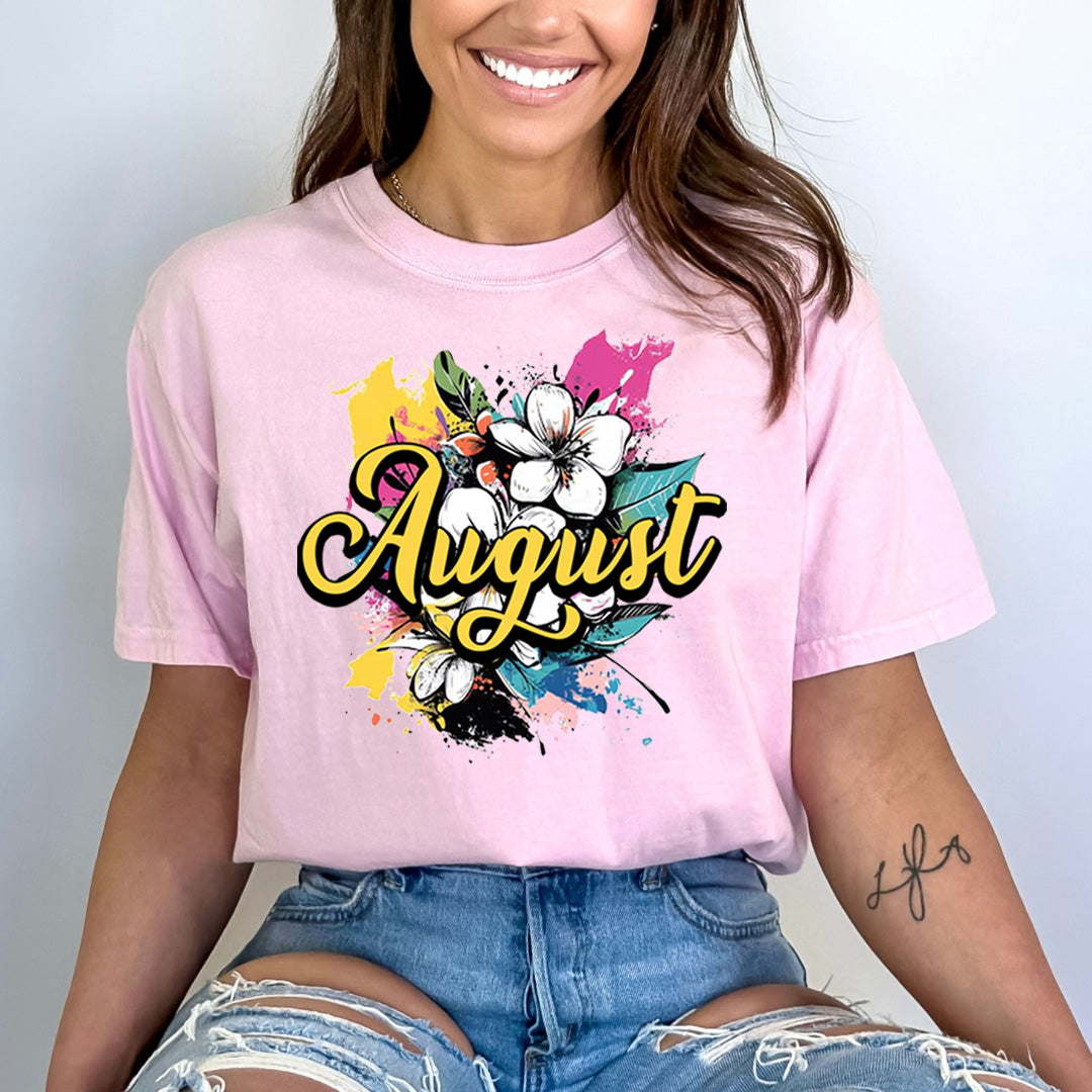 August With Colorful Flowers - Bella canvas