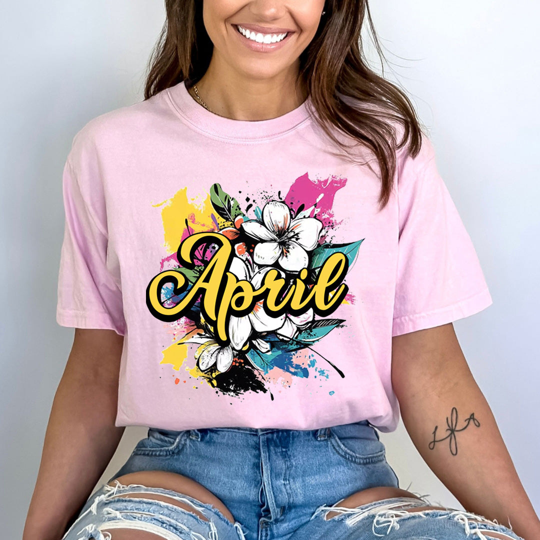April With Colorful Flowers - Bella canvas