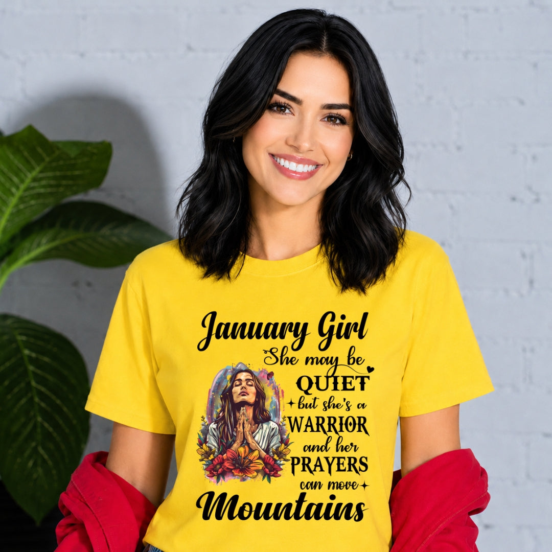 January Girl She May Be Quiet, But She’s A Warrior - Bella Canvas