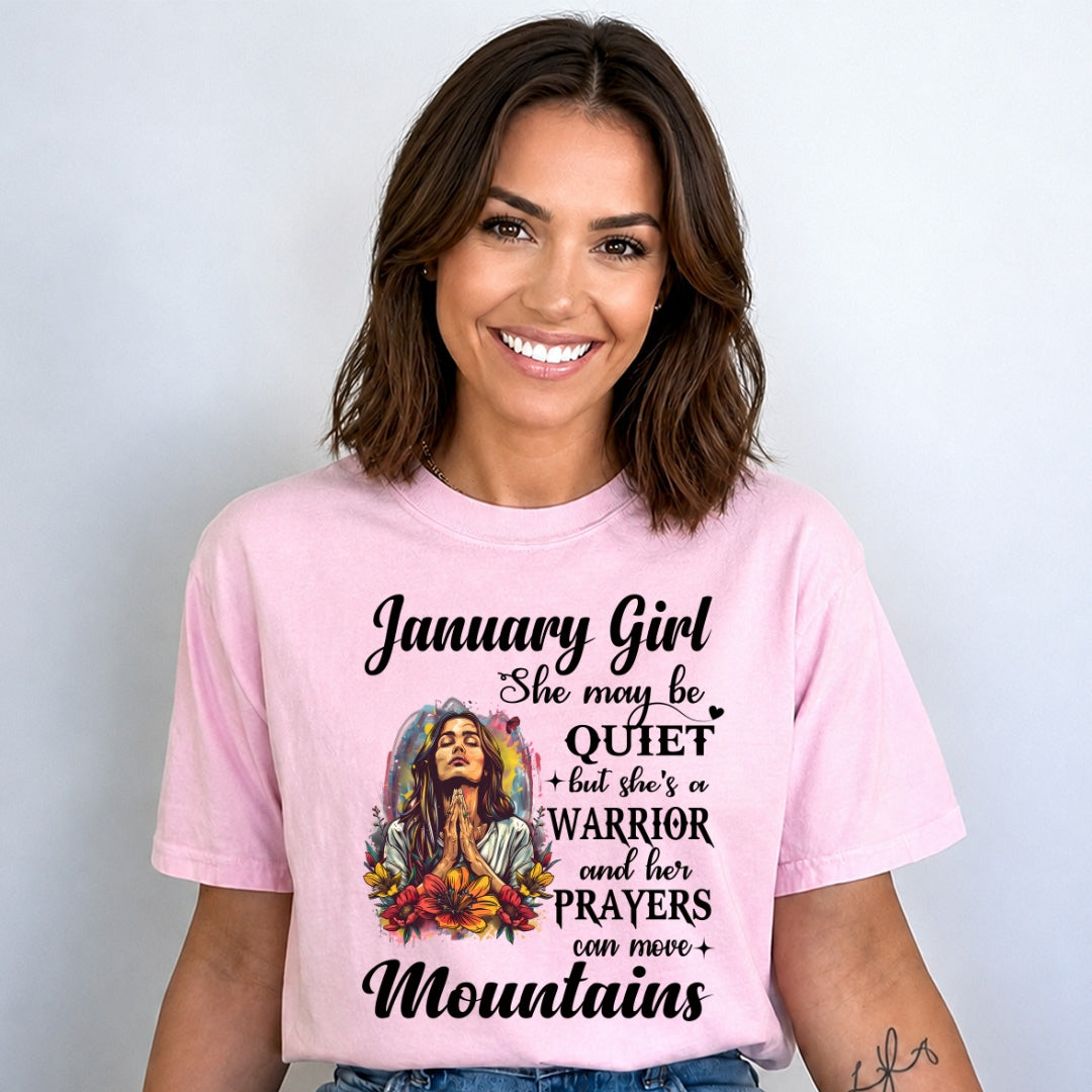 January Girl She May Be Quiet, But She’s A Warrior - Bella Canvas