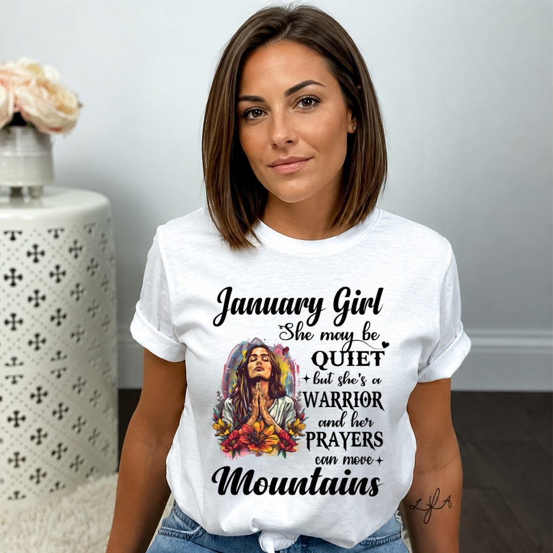 January Girl She May Be Quiet, But She’s A Warrior - Bella Canvas