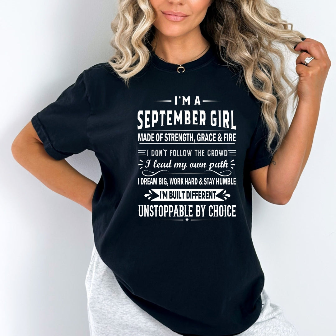 September Girl Unstoppable By Choice - Bella Canvas
