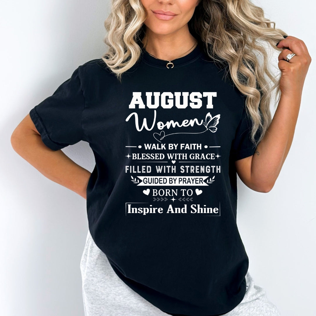 August Women Born To Inspire And Shine - Bella Canvas