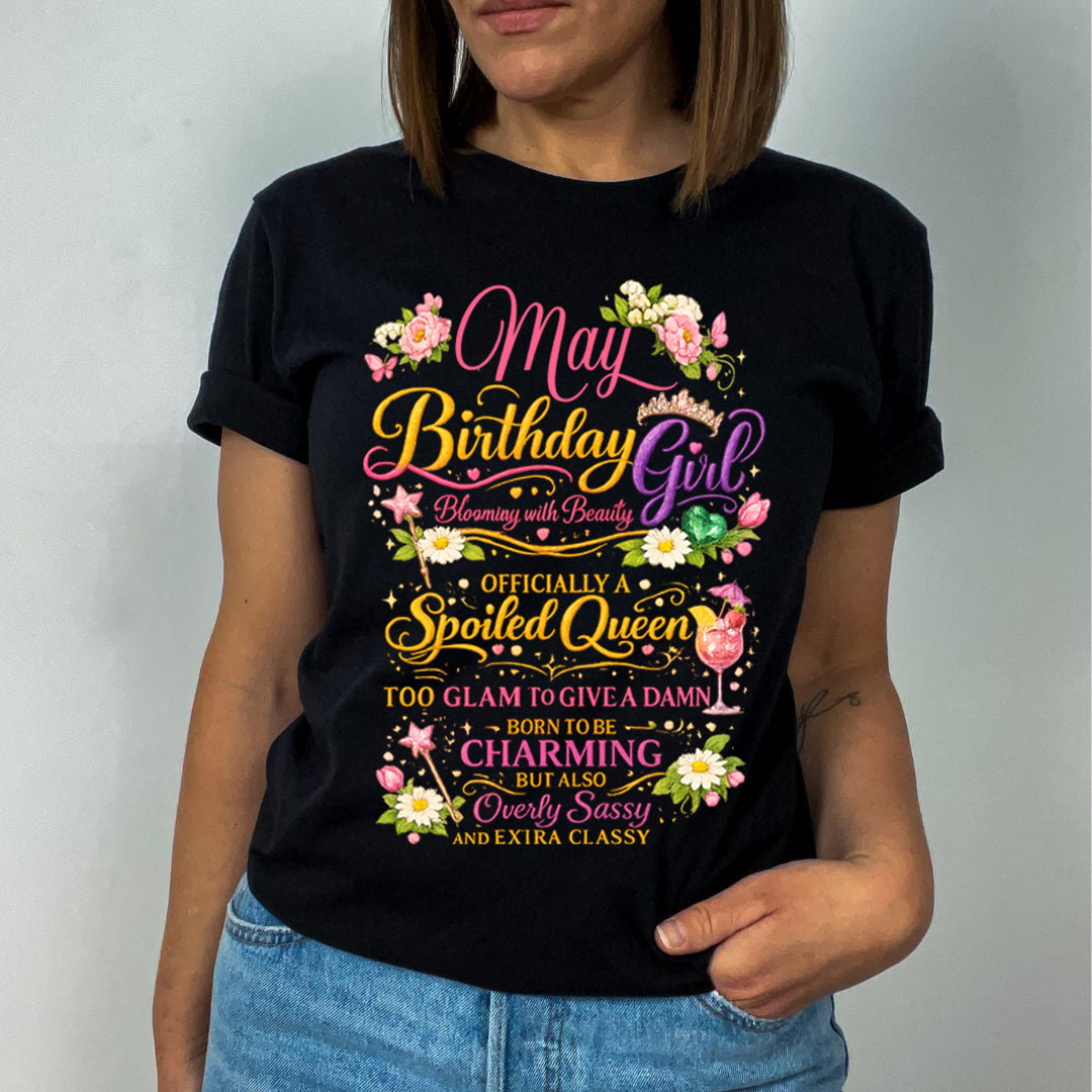 May Birthday Girl Blooming with Beauty and Born to be Charming - Unisex T-Shirt
