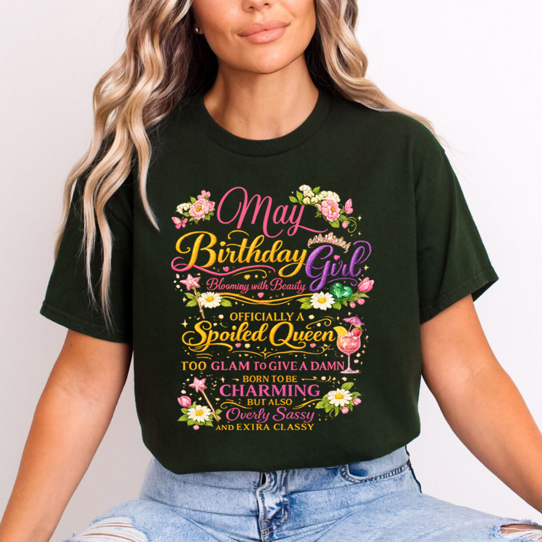 May Birthday Girl Blooming with Beauty and Born to be Charming - Unisex T-Shirt