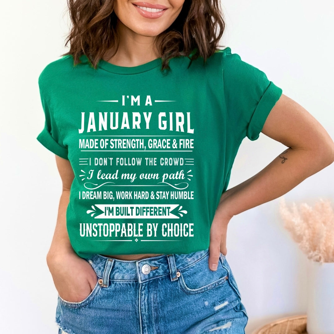 January Girl Unstoppable By Choice - Bella Canvas