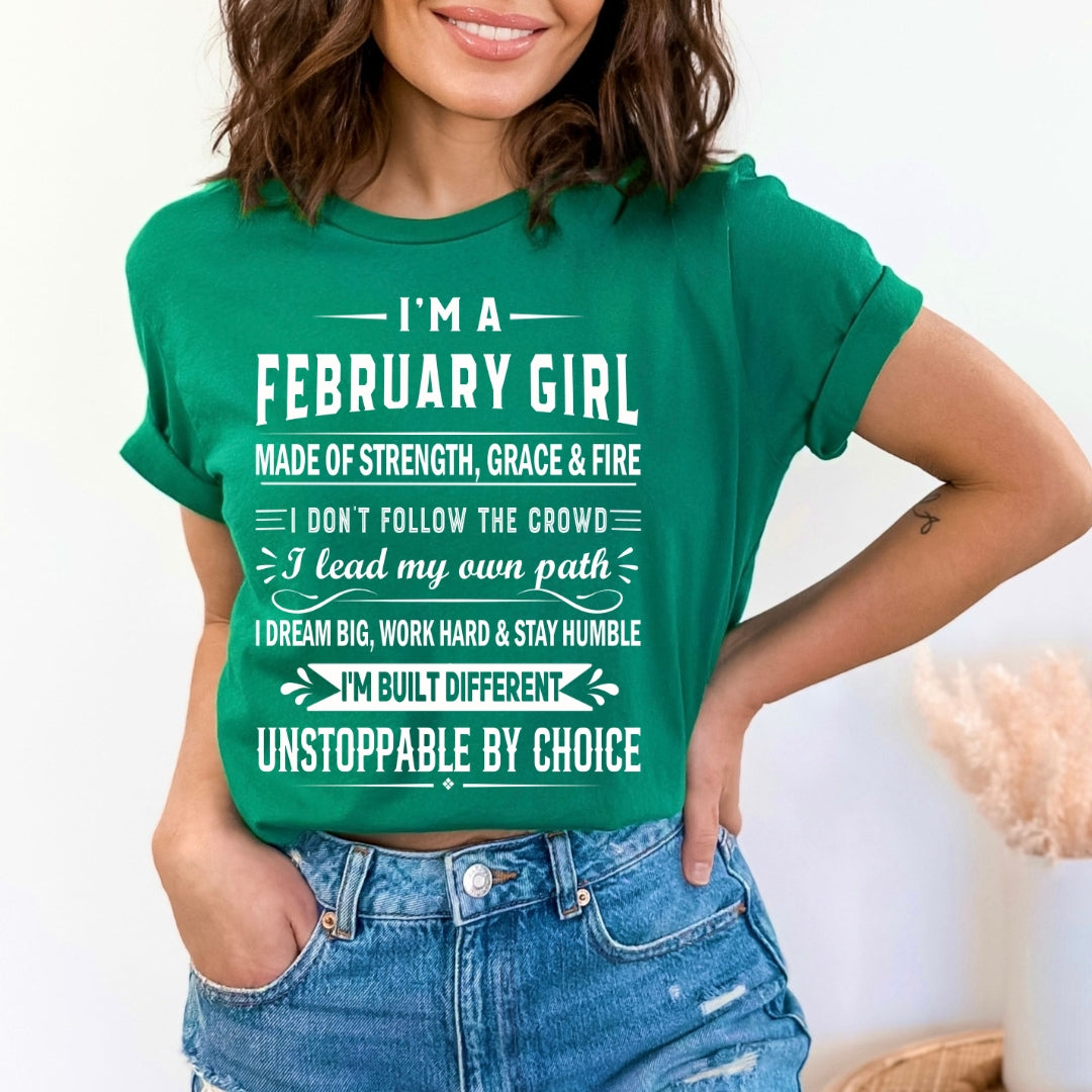 February Girl Unstoppable By Choice - Bella Canvas