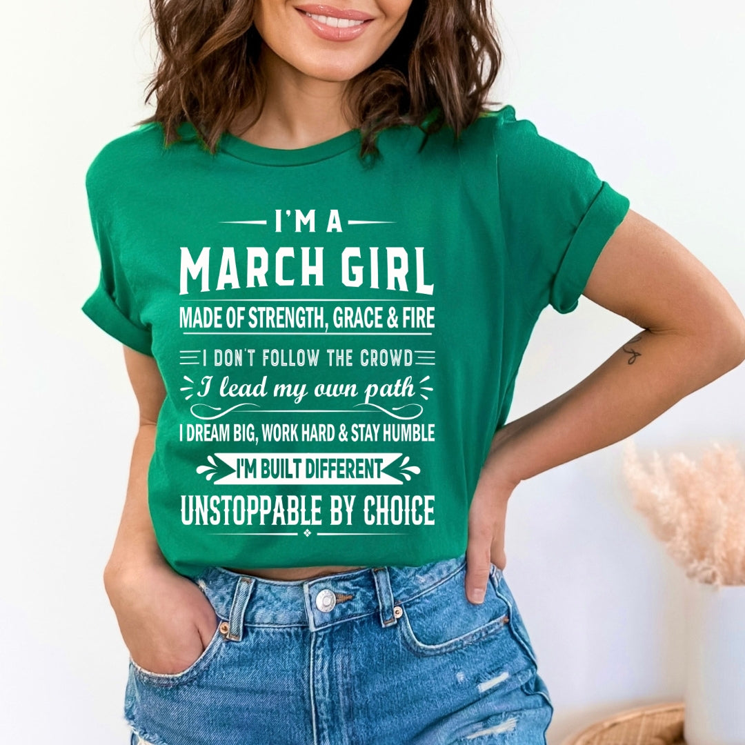 March Girl Unstoppable By Choice - Bella Canvas