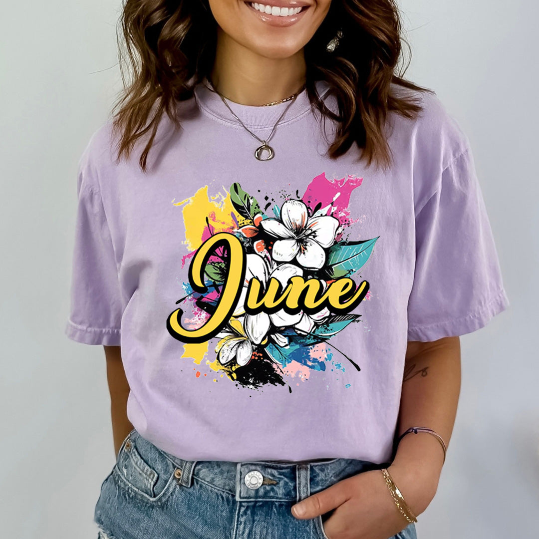 June With Colorful Flowers - Bella canvas