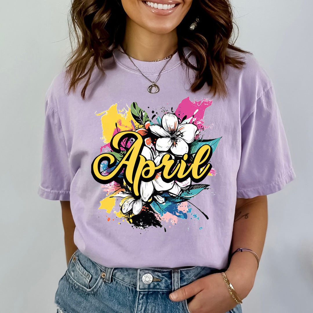 April With Colorful Flowers - Bella canvas