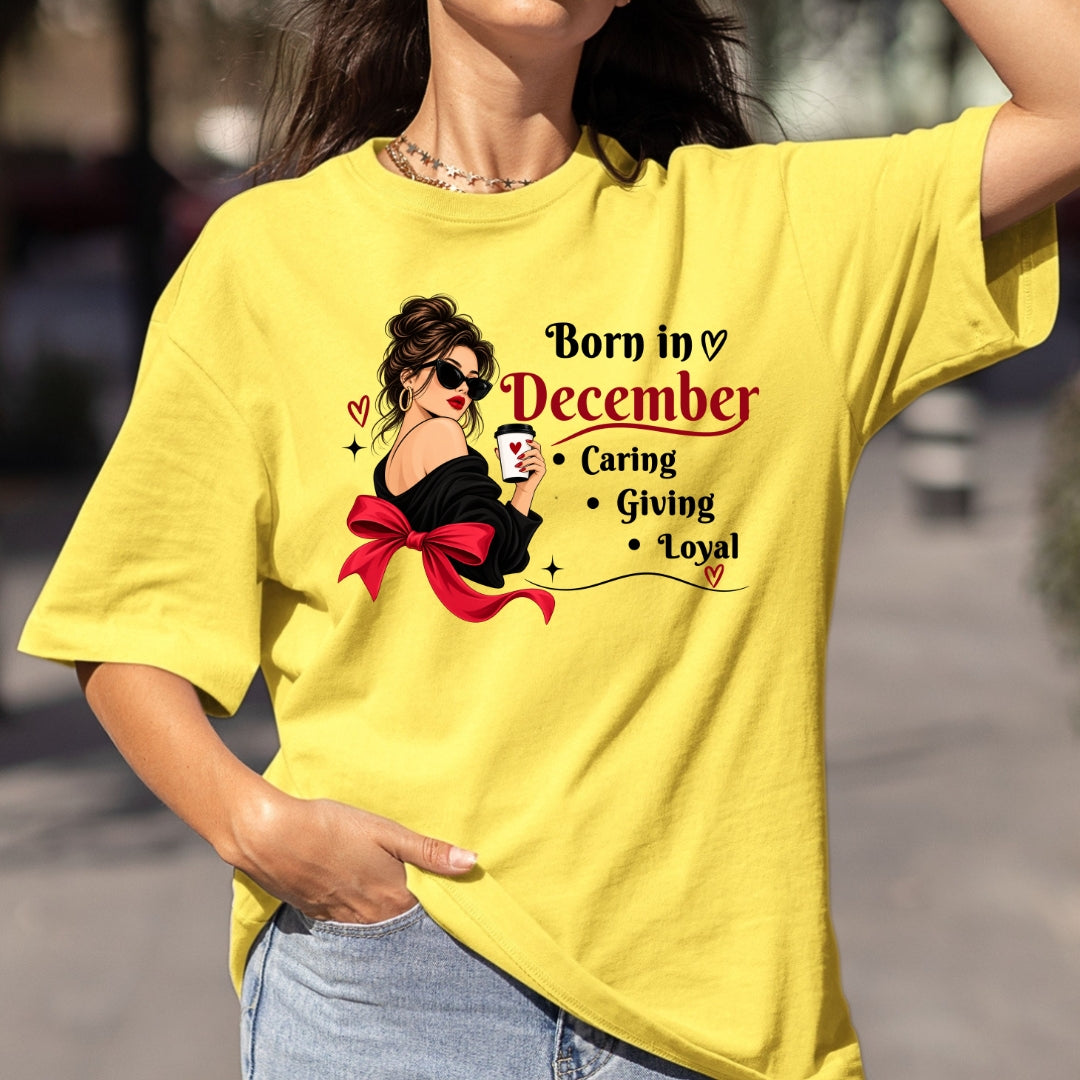 Born In December - Caring, Giving, Loyal - Bella Canvas