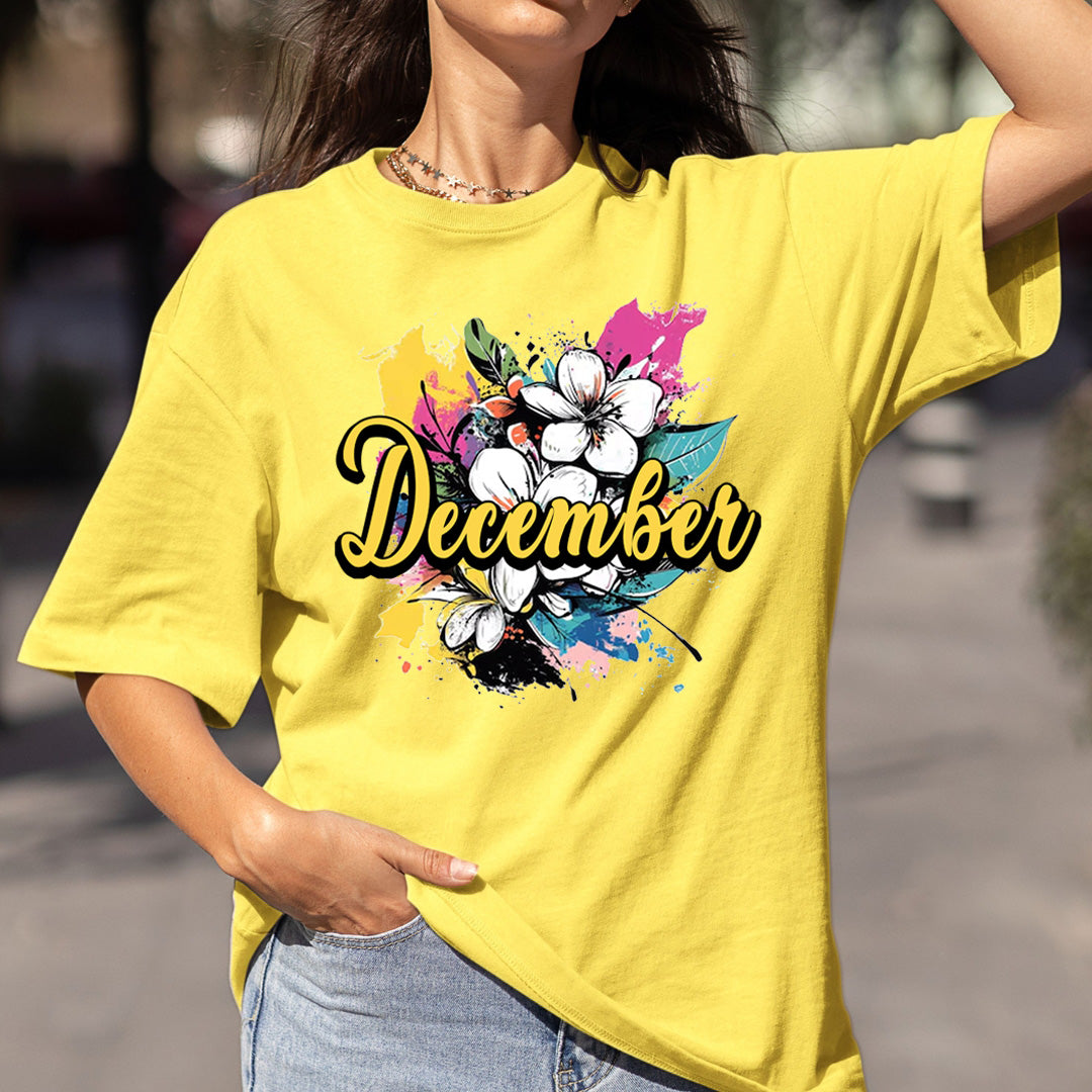 December With Colorful Flowers - Bella canvas