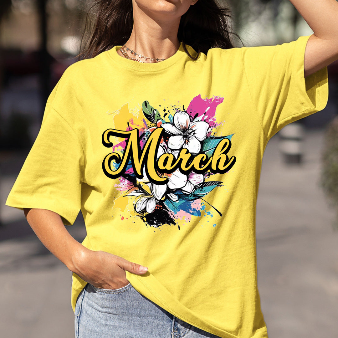 March With Colorful Flowers - Bella canvas
