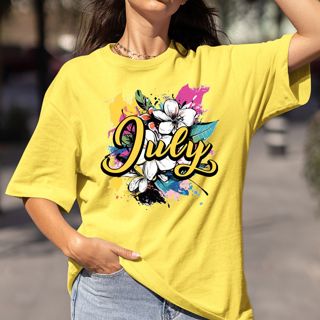 July With Colorful Flowers - Bella canvas