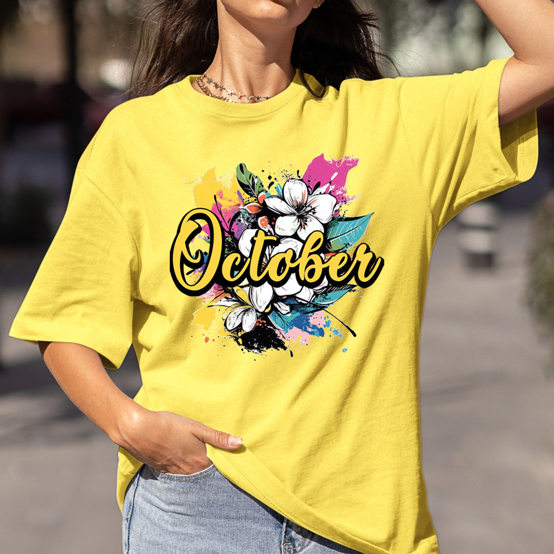October With Colorful Flowers - Bella canvas