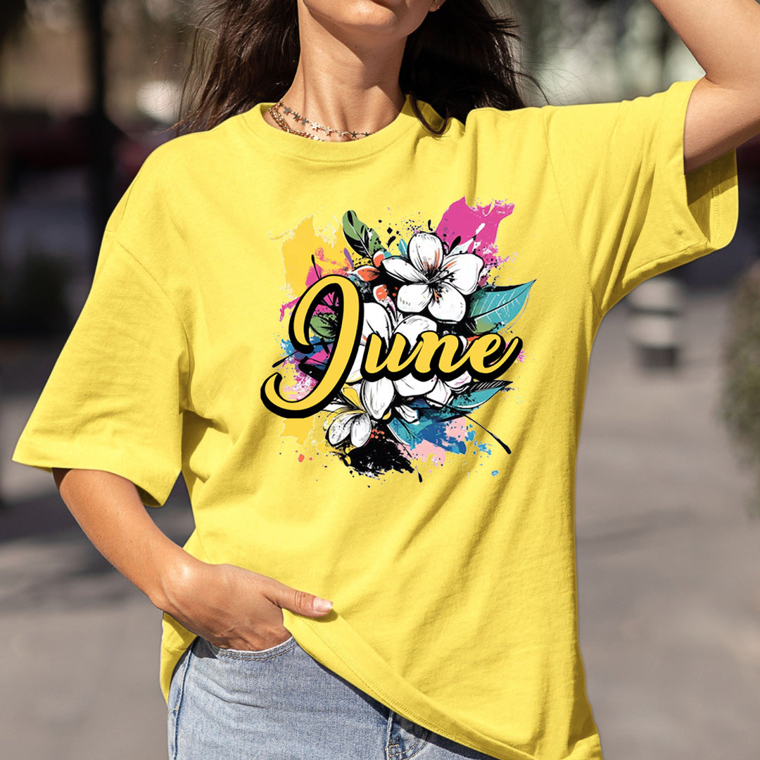 June With Colorful Flowers - Bella canvas