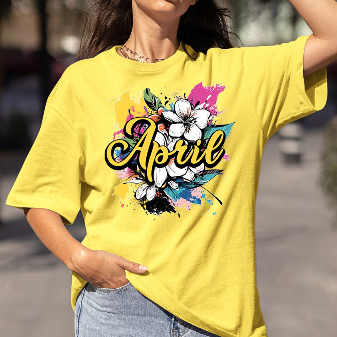 April With Colorful Flowers - Bella canvas