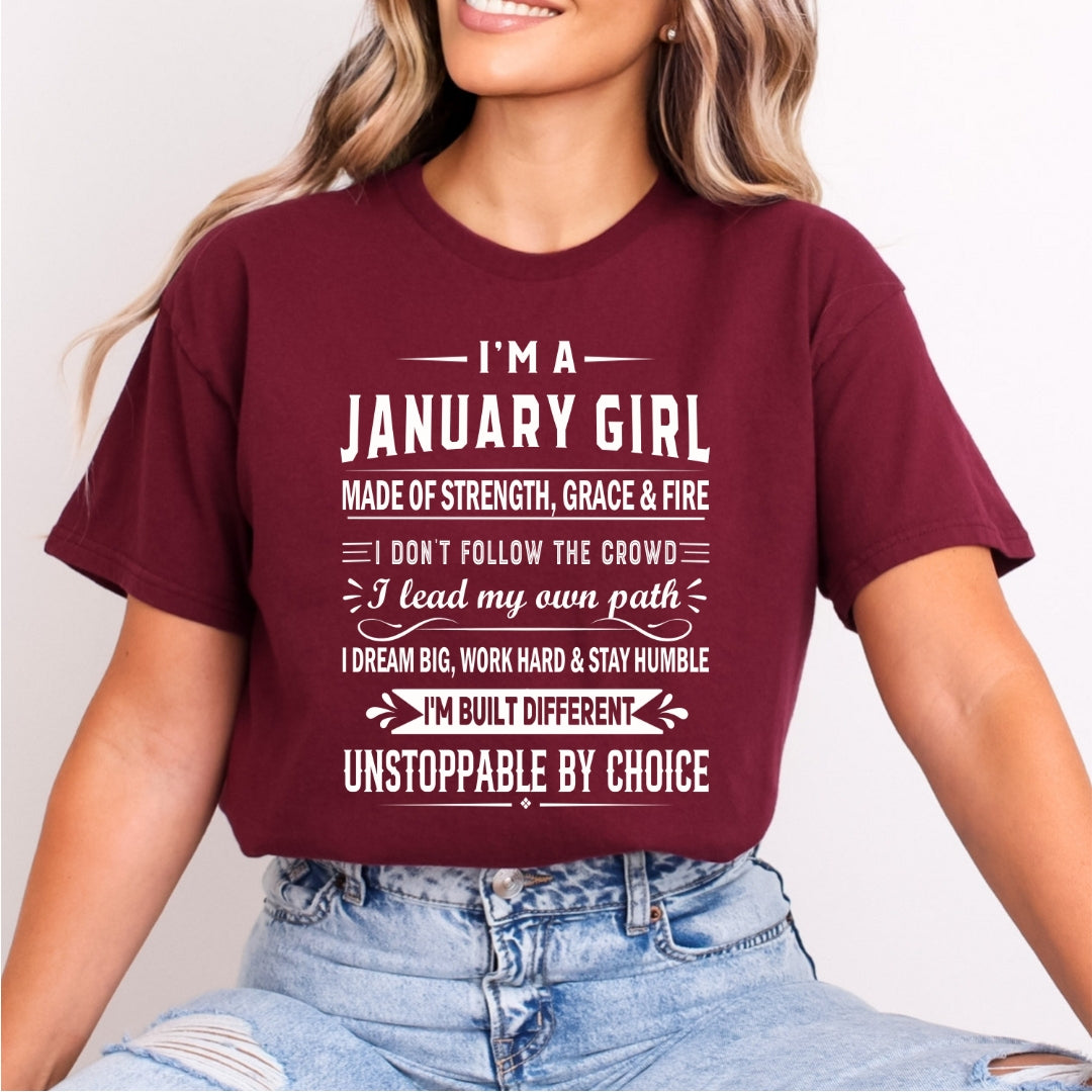 January Girl Unstoppable By Choice - Bella Canvas