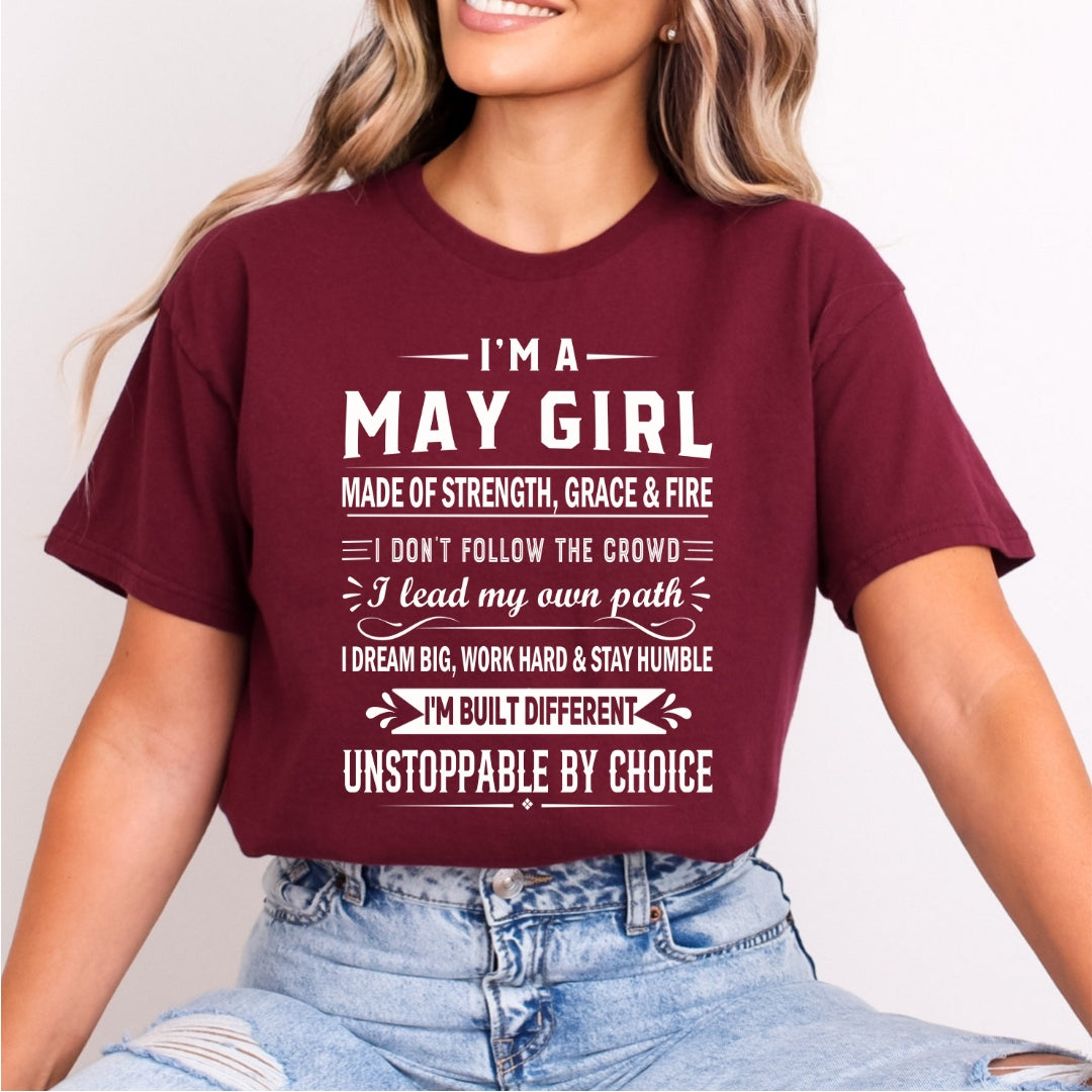 May Girl Unstoppable By Choice - Bella Canvas