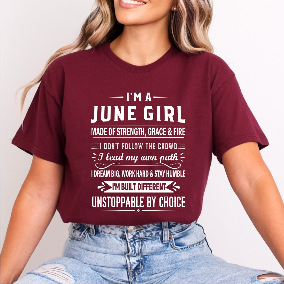 June Girl Unstoppable By Choice - Bella Canvas