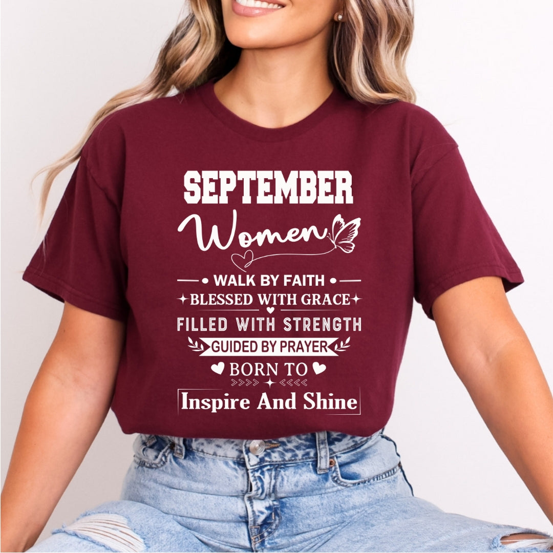 September Women Born To Inspire And Shine - Bella Canvas