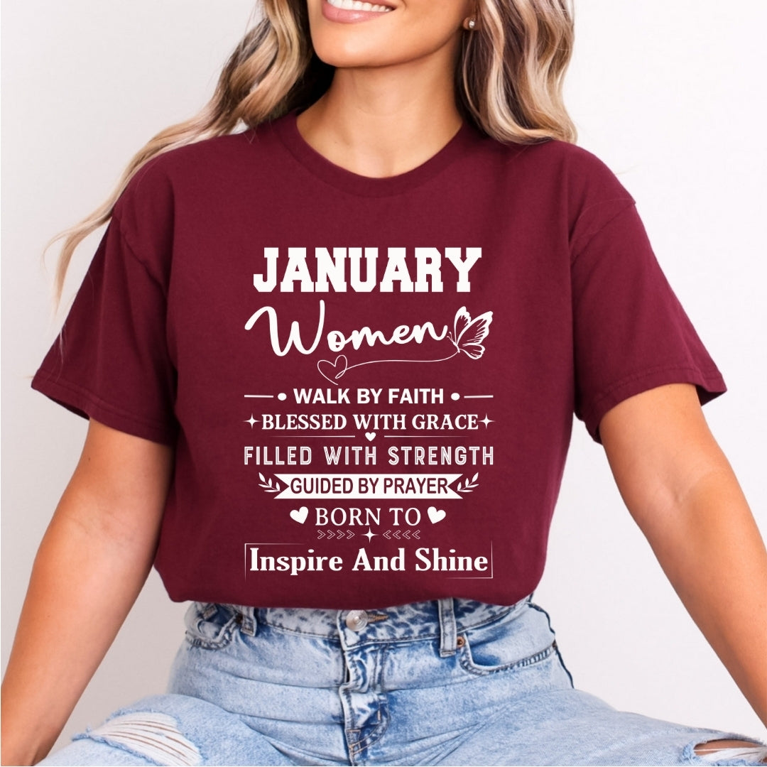 January Women Born To Inspire And Shine - Bella Canvas