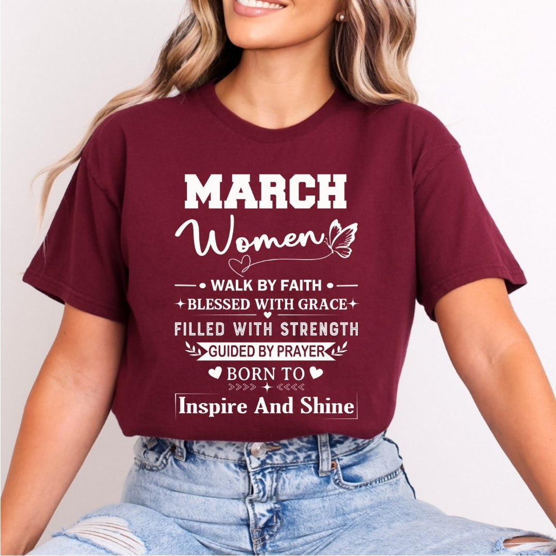 March Women Born To Inspire And Shine - Bella Canvas