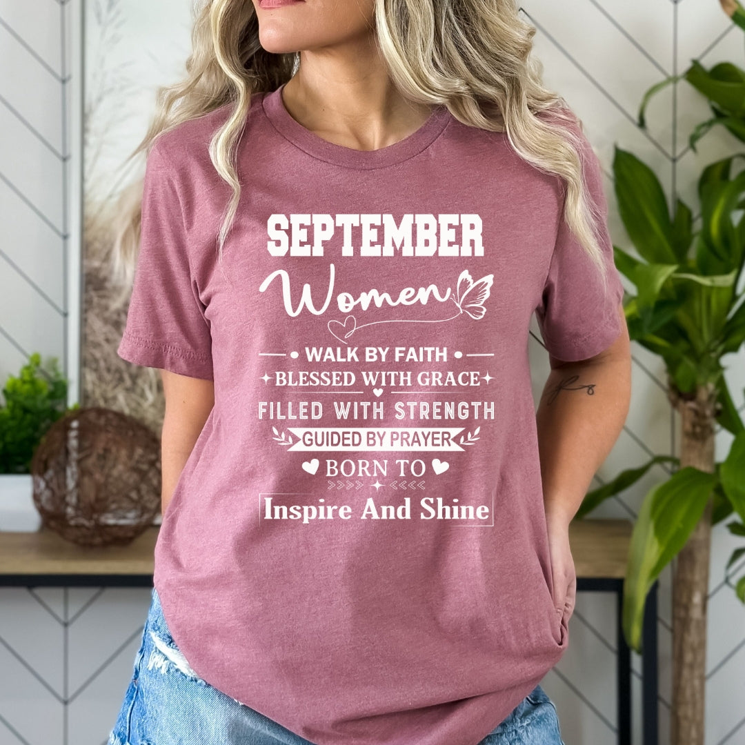 September Women Born To Inspire And Shine - Bella Canvas
