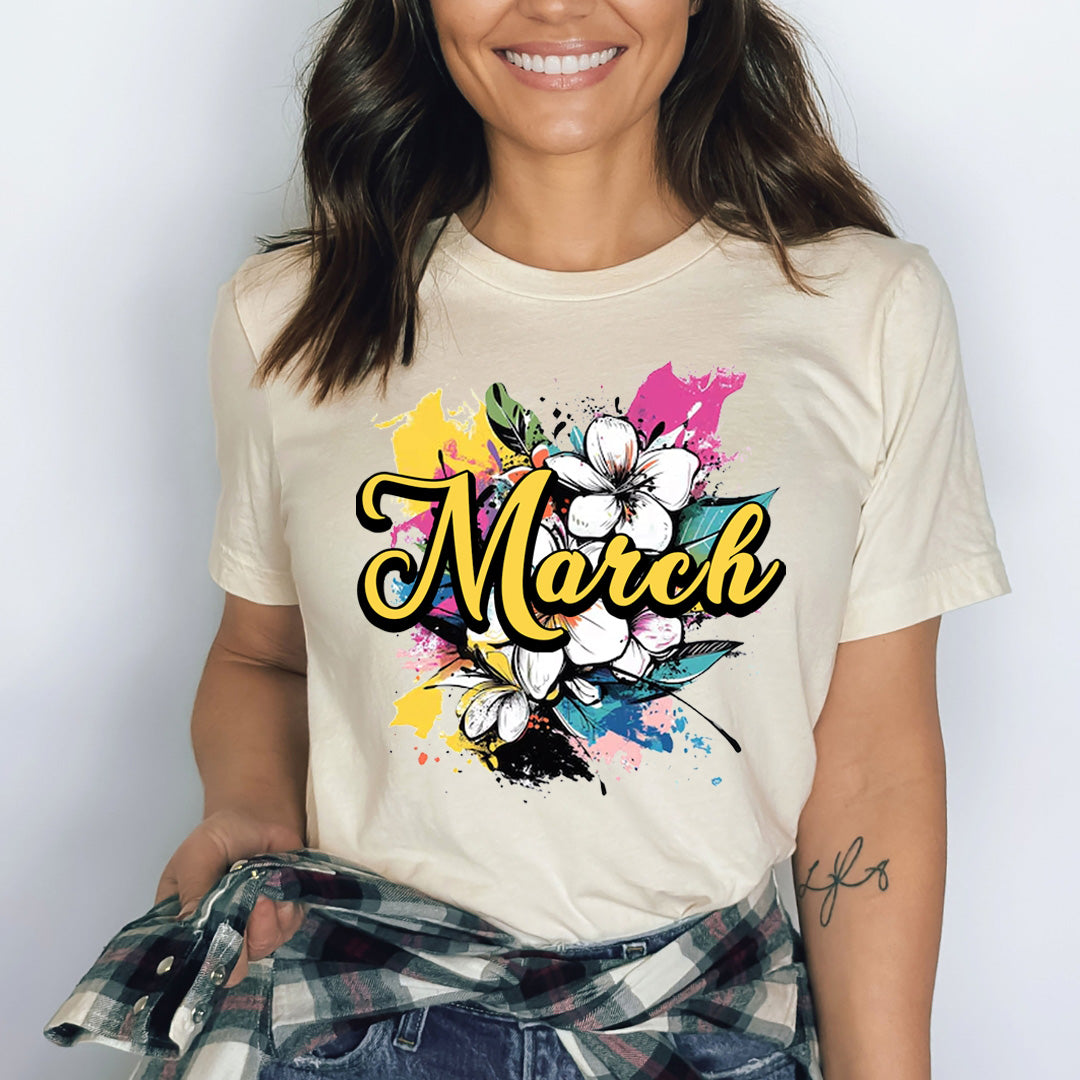 March With Colorful Flowers - Bella canvas