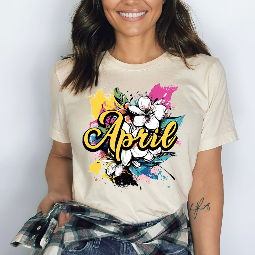 April With Colorful Flowers - Bella canvas