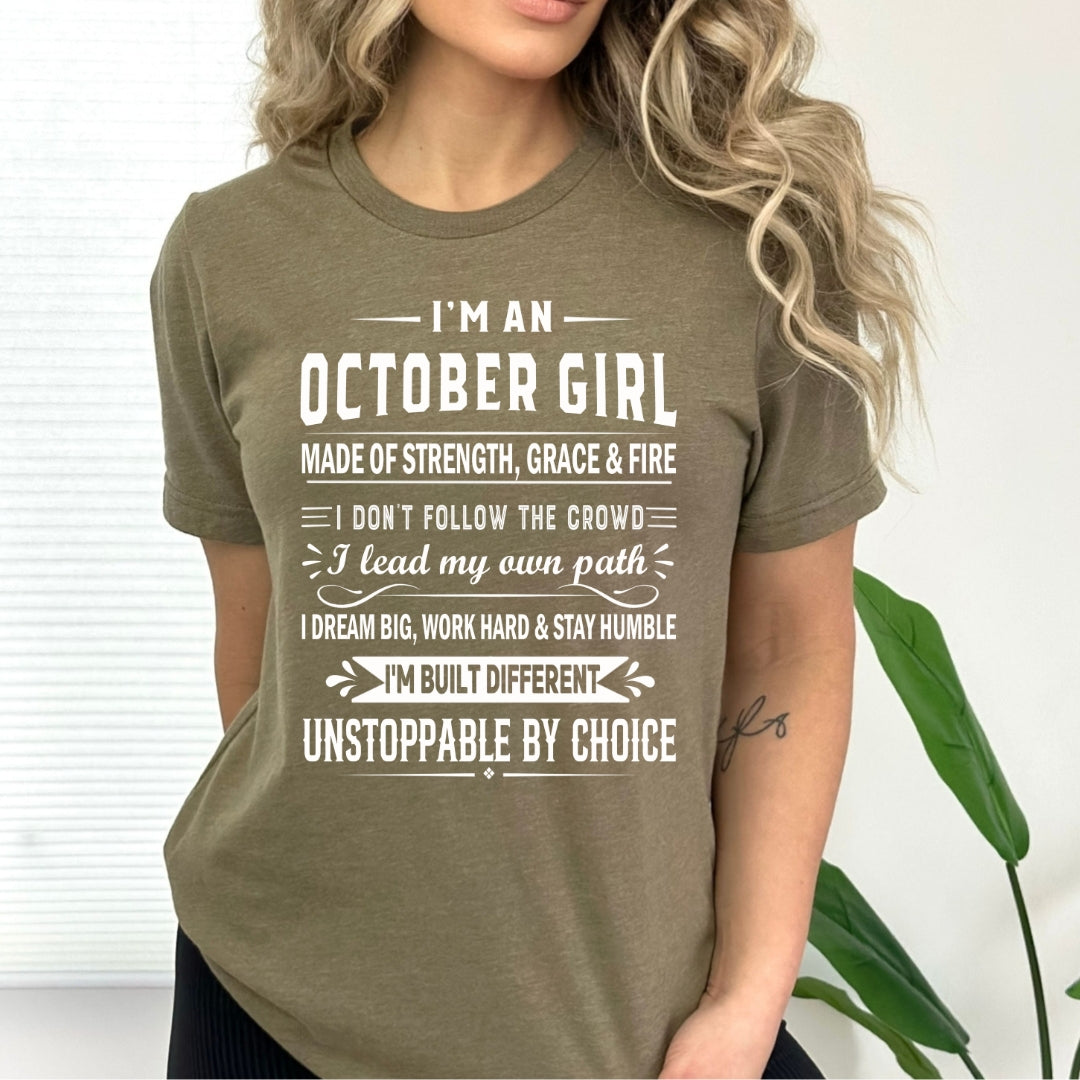 October Girl Unstoppable By Choice - Bella Canvas
