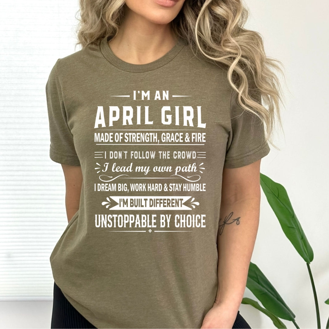 April Girl Unstoppable By Choice - Bella Canvas