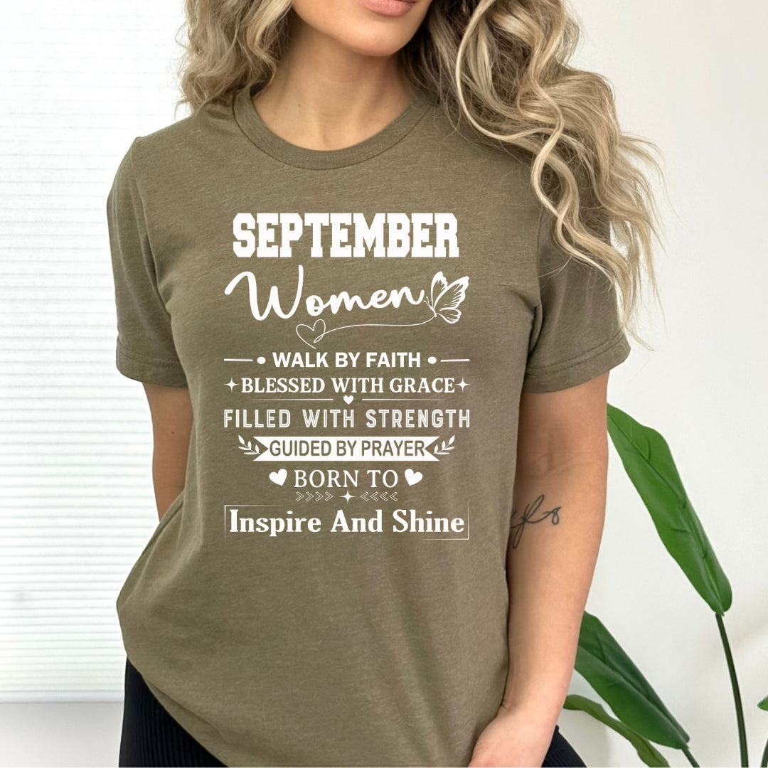 September Women Born To Inspire And Shine - Bella Canvas