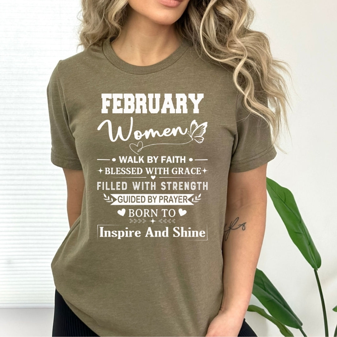 February Women Born To Inspire And Shine - Bella Canvas