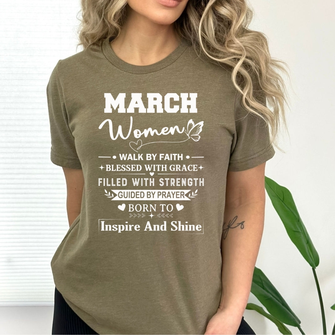 March Women Born To Inspire And Shine - Bella Canvas