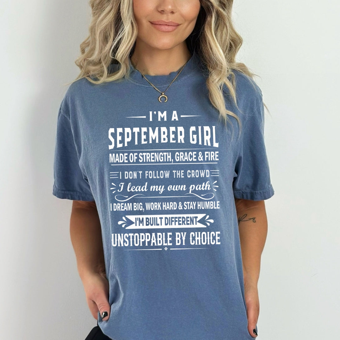 September Girl Unstoppable By Choice - Bella Canvas