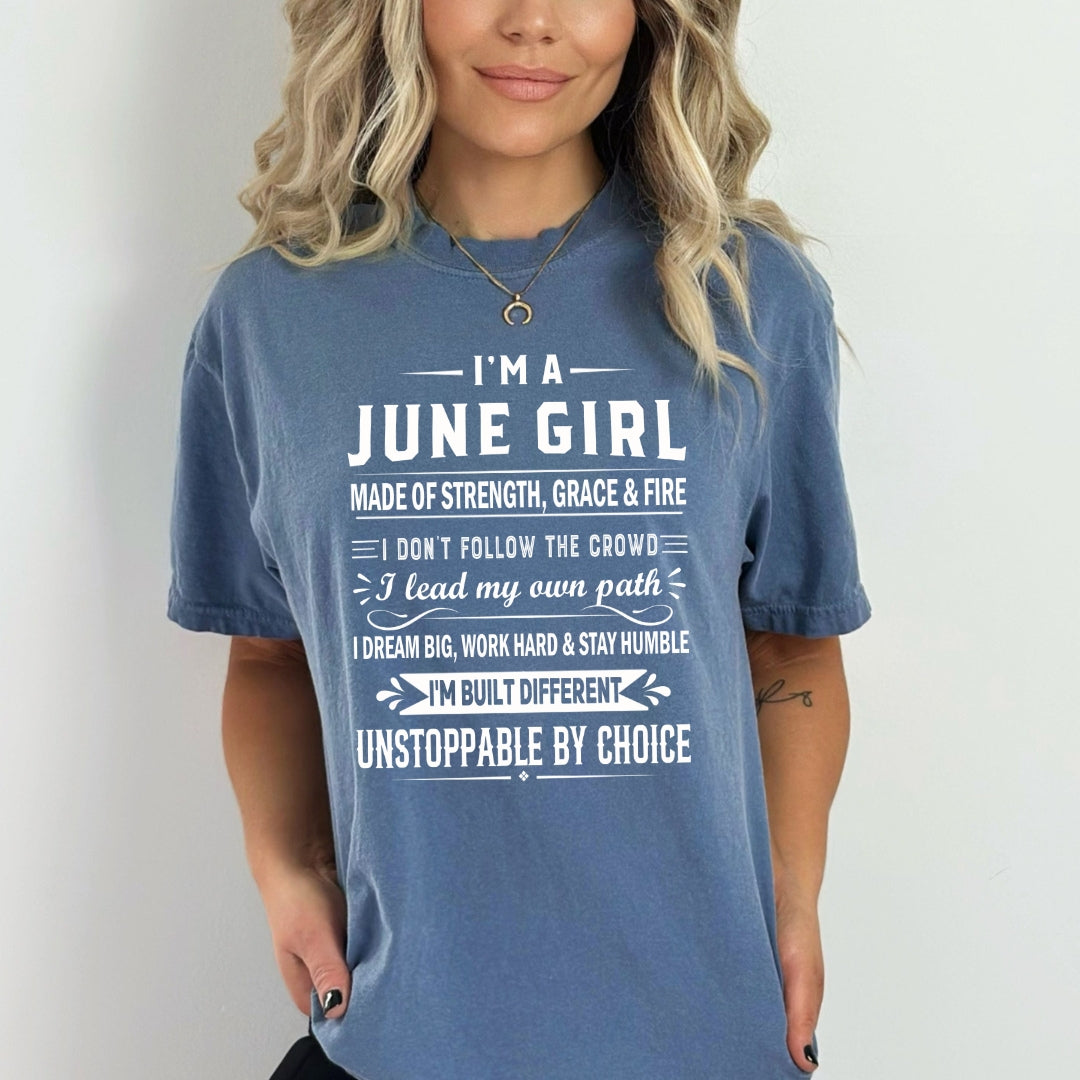 June Girl Unstoppable By Choice - Bella Canvas
