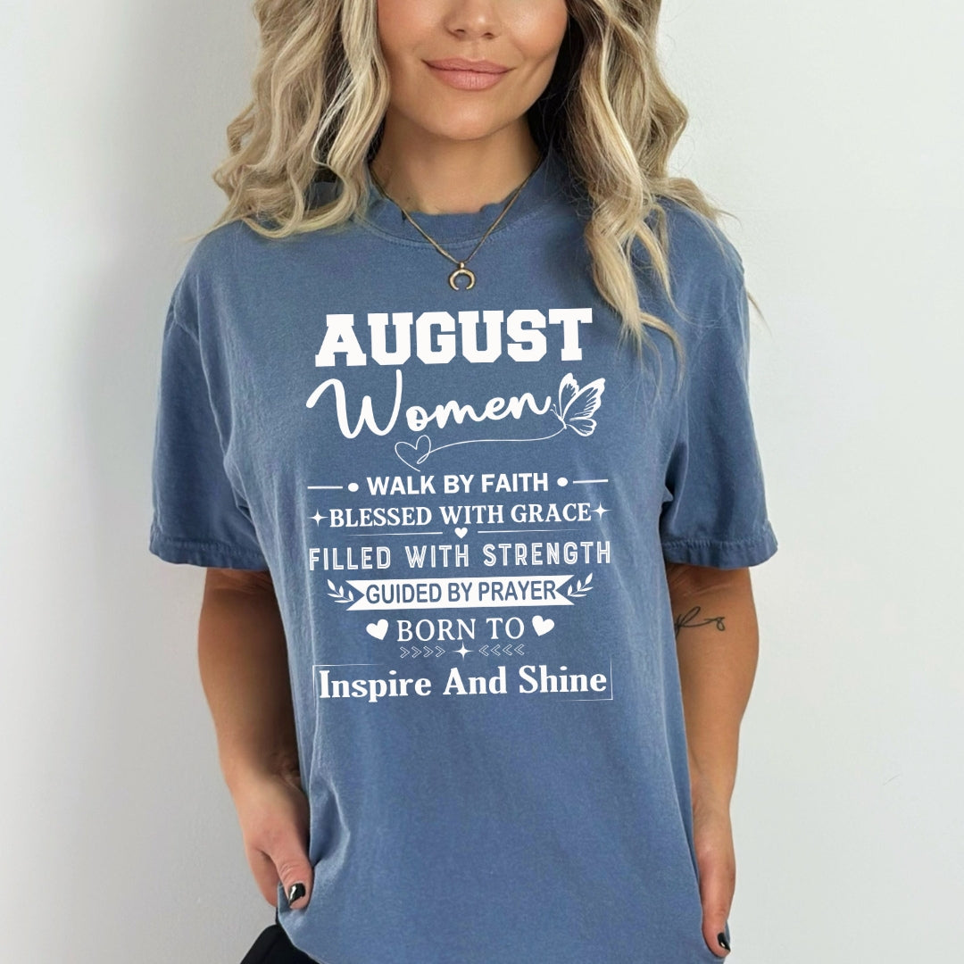 August Women Born To Inspire And Shine - Bella Canvas