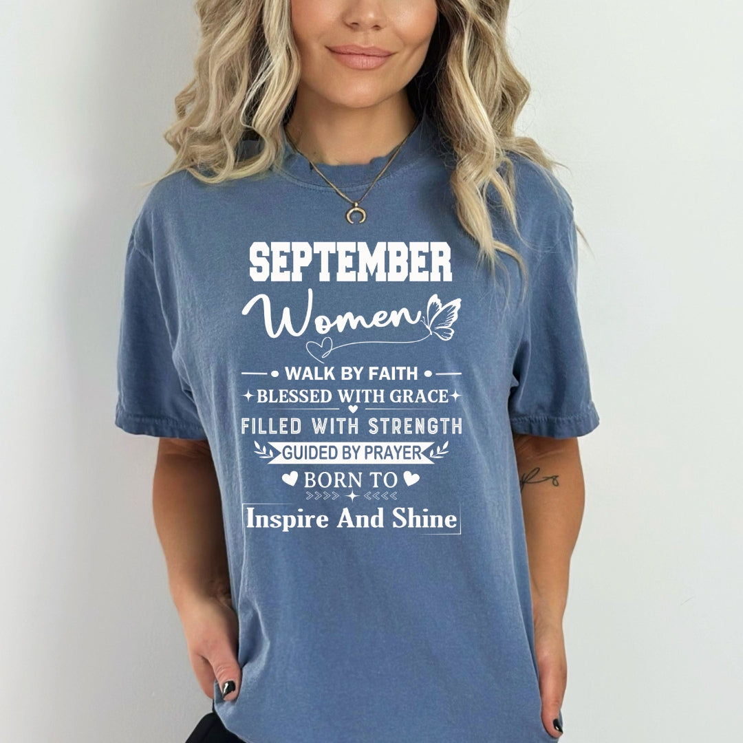 September Women Born To Inspire And Shine - Bella Canvas